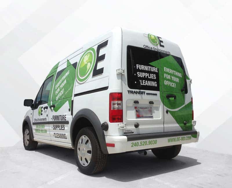 Commercial van with advertising wrapping Commercial van with advertising wrapping