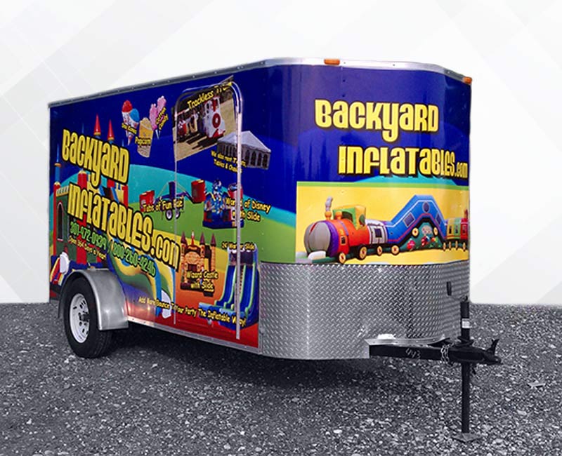 columbia maryland Trailer Advertising Wrap backyard inflatables