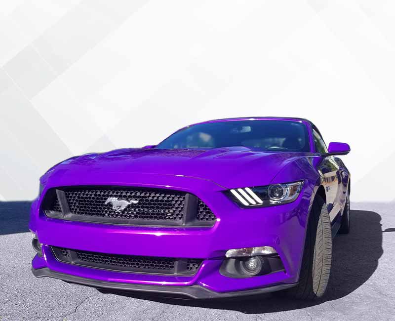 chevy chase Maryland color change wrap purple mustang