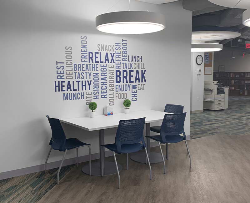 potomac maryland commercial wall graphics cafeteria break room