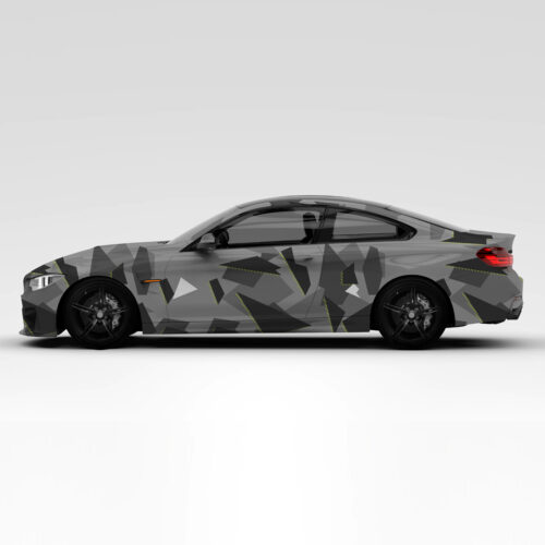 Abstract Shapes camo wrap on car full view