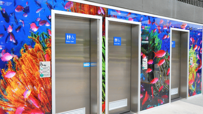 Wall Graphics wrap around Elevator Doors