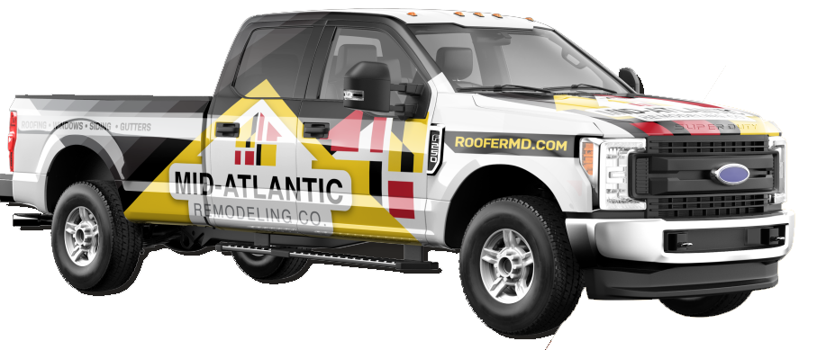 Service truck with custom vinyl wrap for Mid-Atlantic Remodeling Co