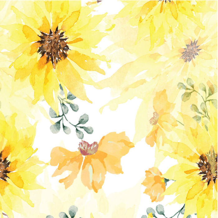 swatch watercolor sunflower peel and stick wallpaper on white background