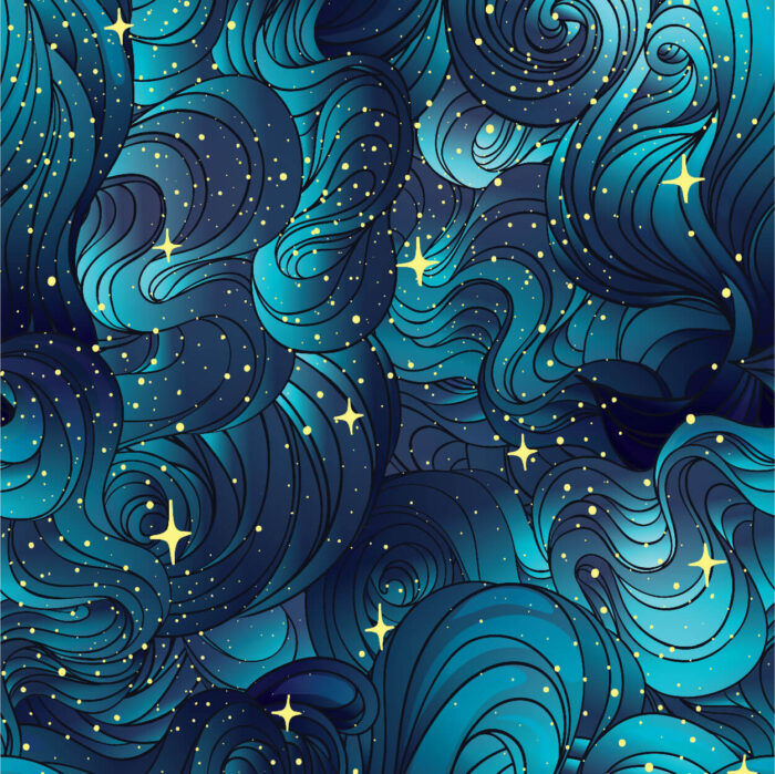 abstract midnight night sky with bright yellow stars