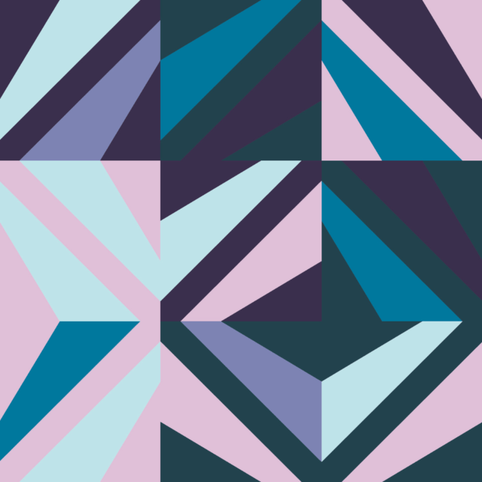 Postmodern wallpaper design with blue, black, green and purple shapes