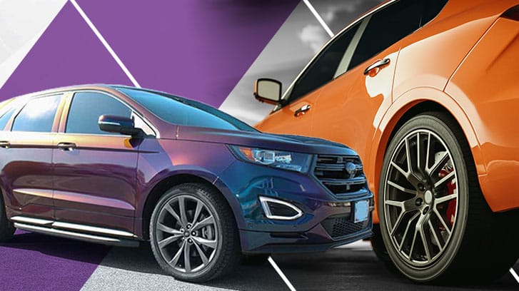 Purple and orange vinyl wrapped vehicles