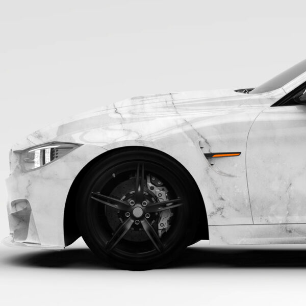 Serene White Marble Vehicle Wrap - Image 3