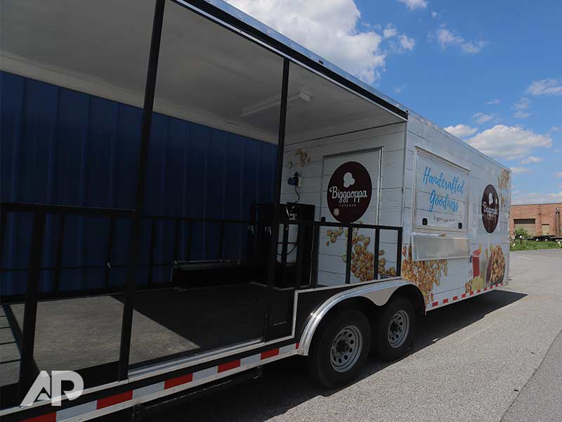 Biggpoppa trailer wrap design right side view