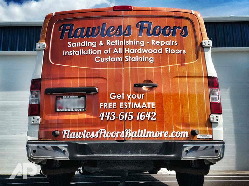Flawless Floors Van Wrap Back View