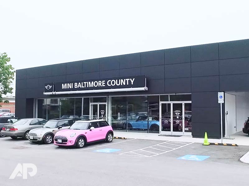 Mini Dealership Vinyl Building Wrap Installation by Ap Wraps