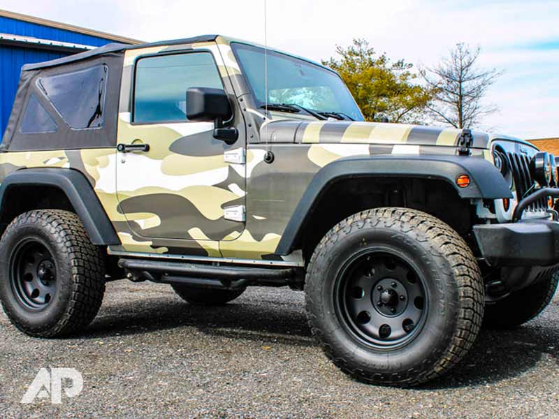 Camo Jeep Wrangler right side vehicle wrap