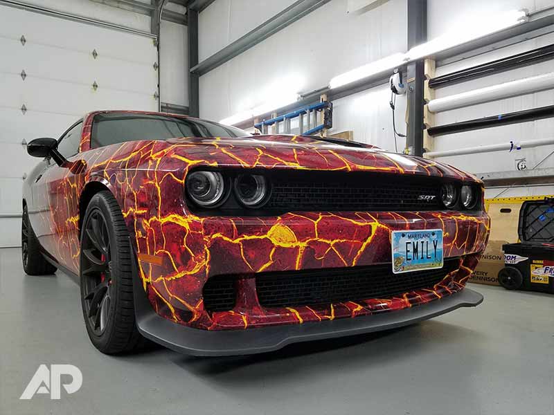 Challenger Hellcat Lava Wrap decal close-up