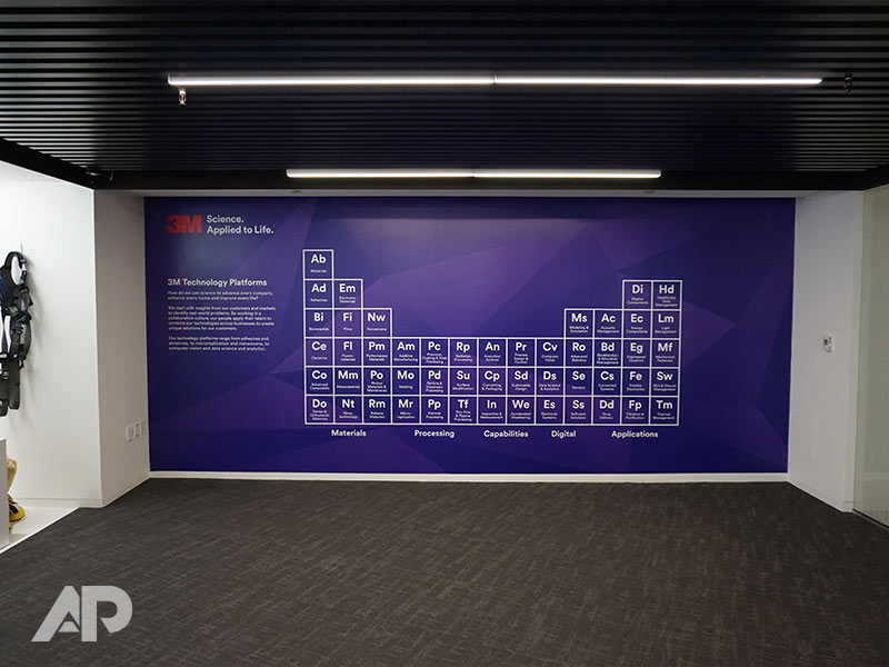 3M wall mural installed by AP Wraps - periodic table design at 3M headquarters