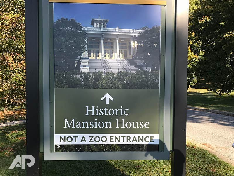 Maryland Zoo wayfinding signage with custom graphics