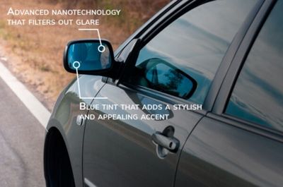 KDX anti-glare mirror film installation to reduce headlight glare and improve visibility