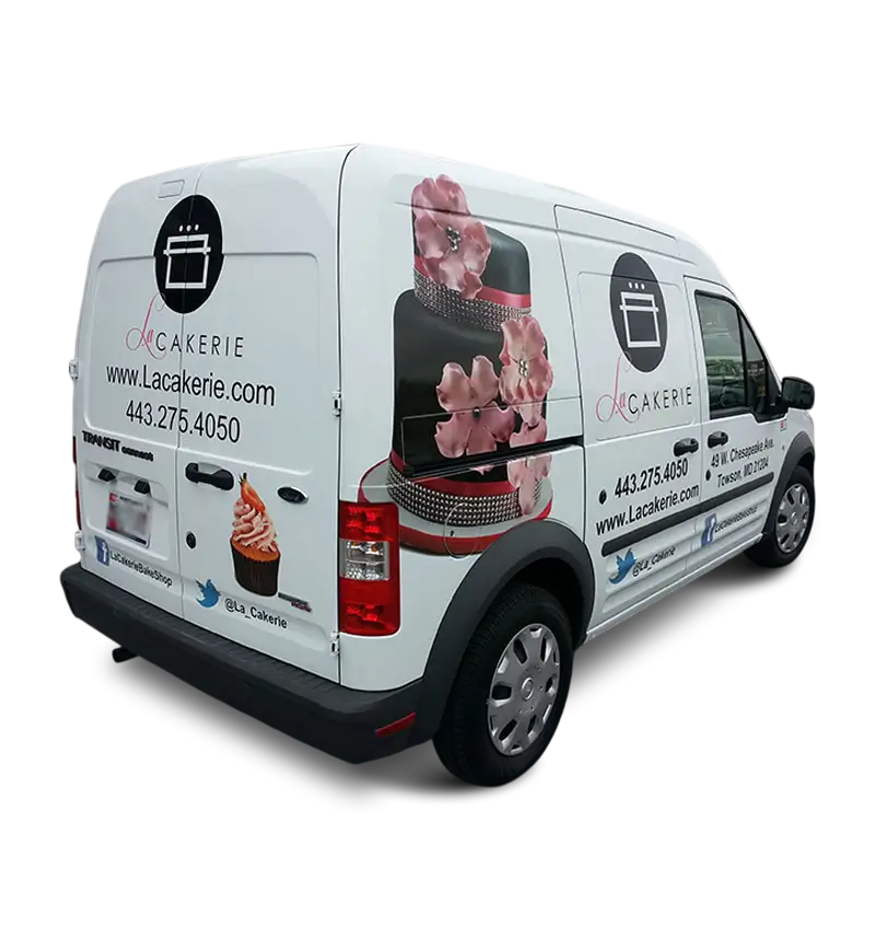 Custom van wrap for business advertising and branding