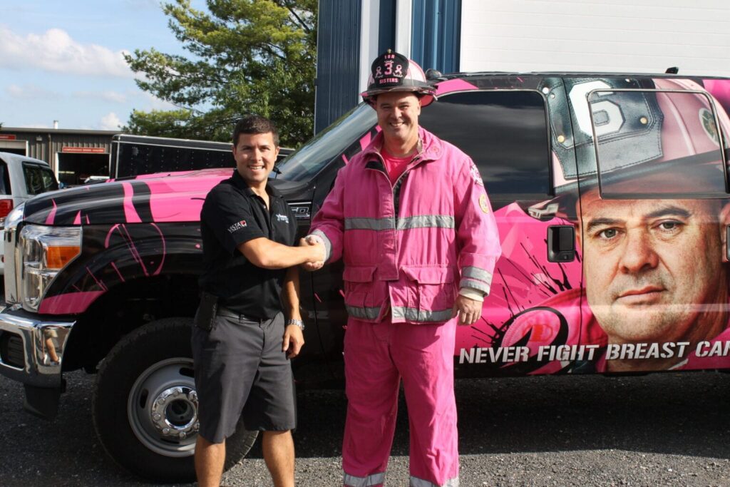 For 3 Sisters breast cancer awareness vehicle wrap Olney MD