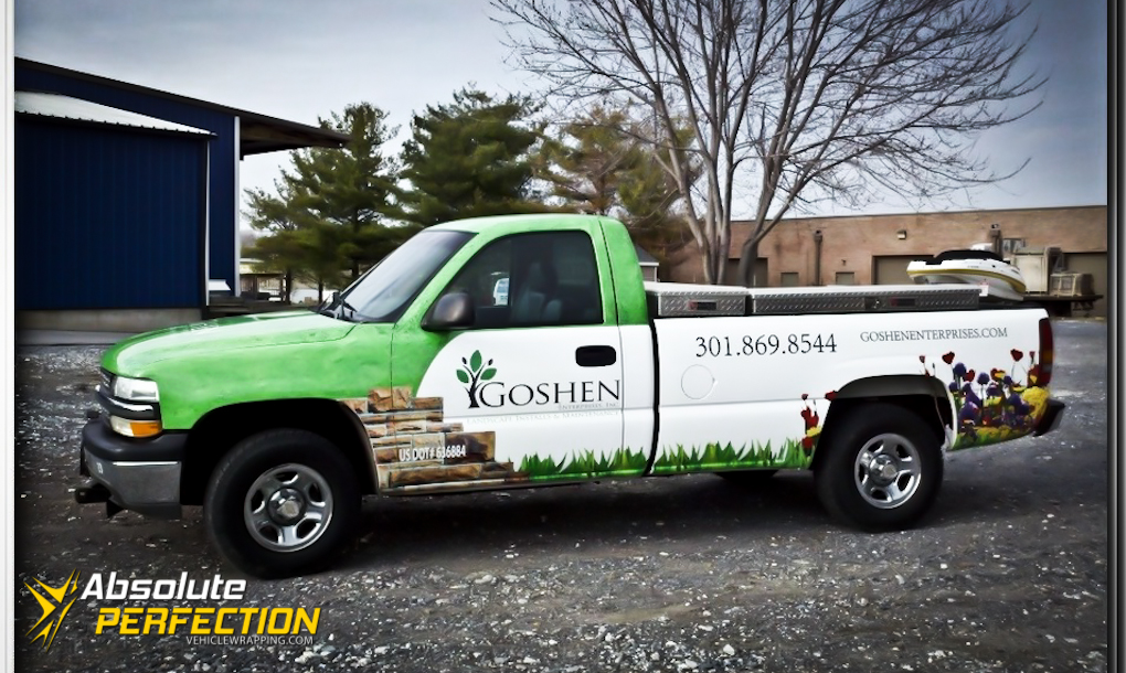 Goshen Enterprises fleet truck wrap with professional design