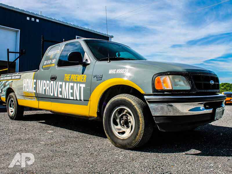 Premier Home Improvement truck advertising wrap by AP Wraps