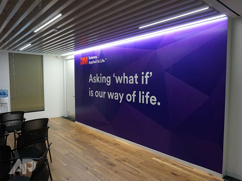3M wall mural installed by AP Wraps - purple design at 3M headquarters