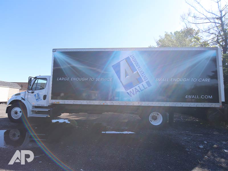 Straight left view of 4Wall Entertainment truck wrap