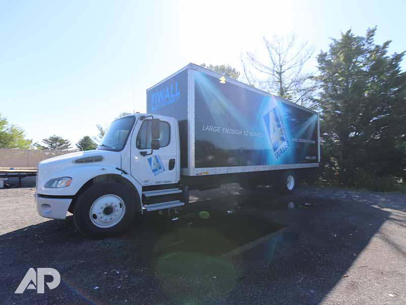 Left side view of 4Wall Entertainment truck wrap design