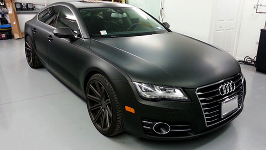 Black Audi matte vehicle wrap