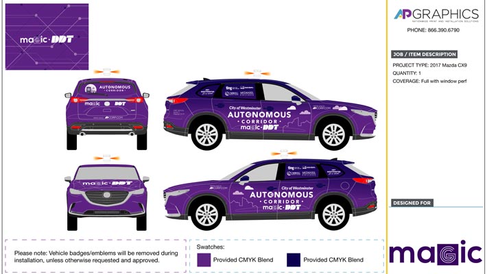 AP Corp branded autonomous vehicles for MAGIC project