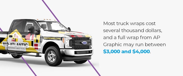 Average cost of truck wraps by AP Wraps for commercial vehicles