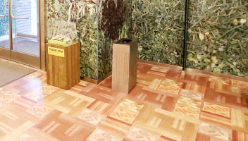 Front lobby view of Baltimore Museum of Art with custom wall graphics