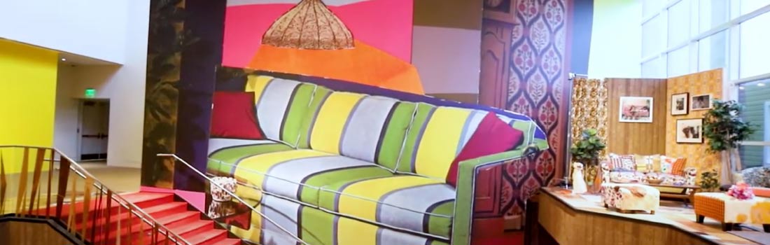 Interior installation at Baltimore Museum of Art with custom graphics