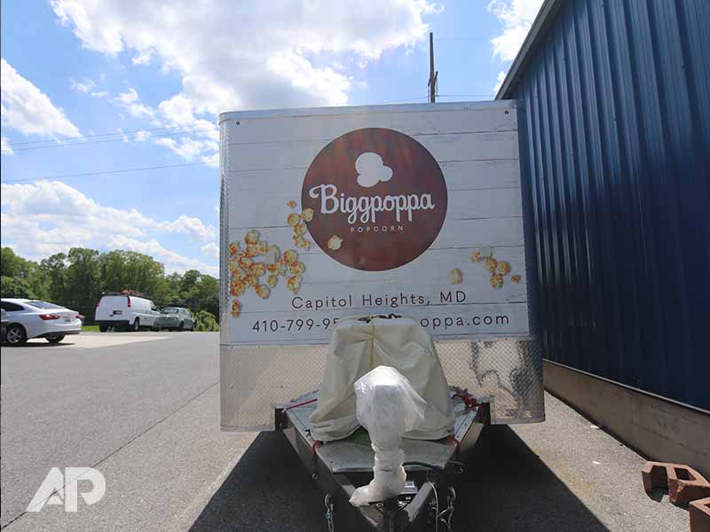 Biggpoppa trailer wrap design rear view