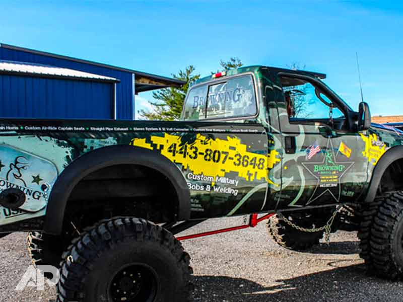 Browning’s Bravo Company heavy duty truck wrap right side view