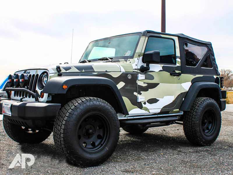 Camo Jeep Wrangler left side vehicle wrap