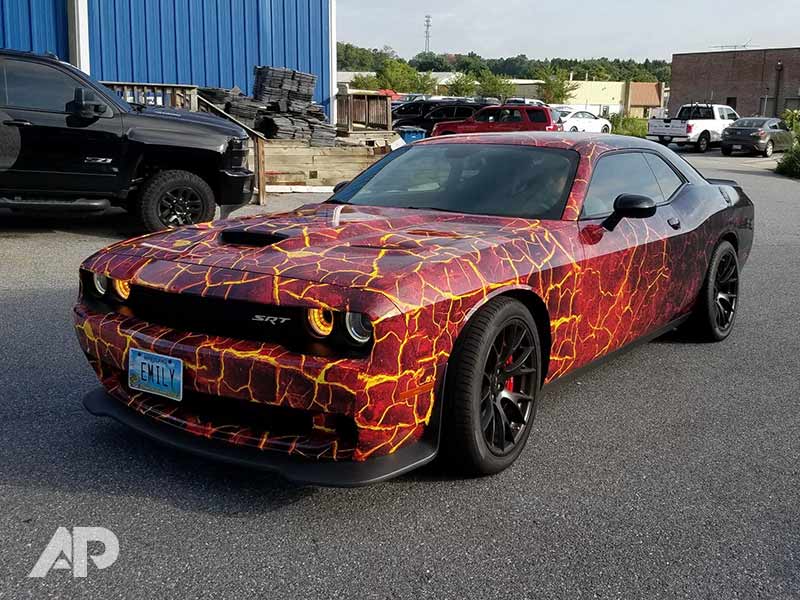 Challenger Hellcat Lava Wrap front left view