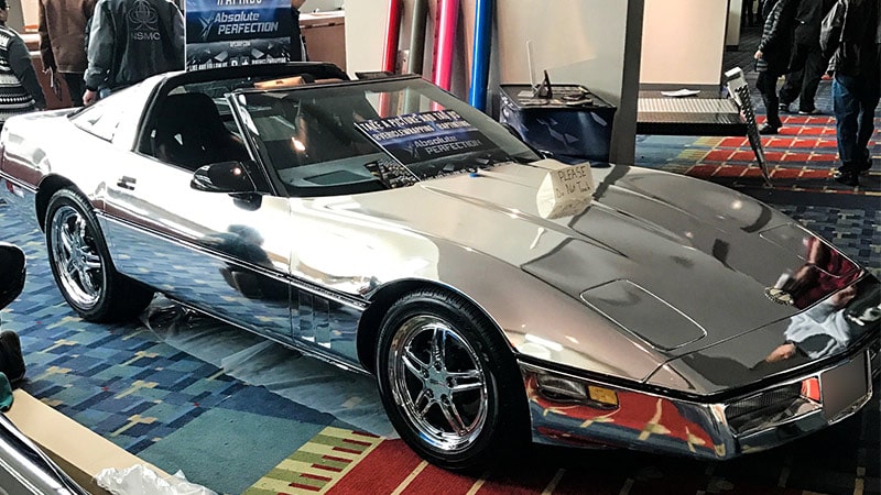 Chrome Corvette wrap by AP Wraps at DC Auto Show