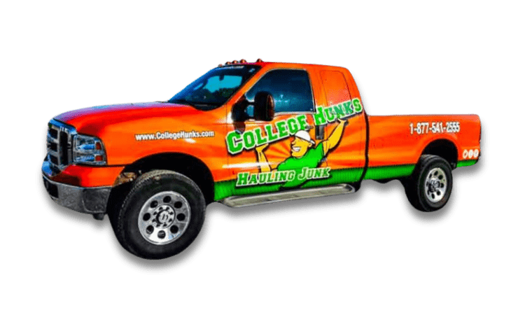 College Hunk truck wrapped with custom commercial graphics