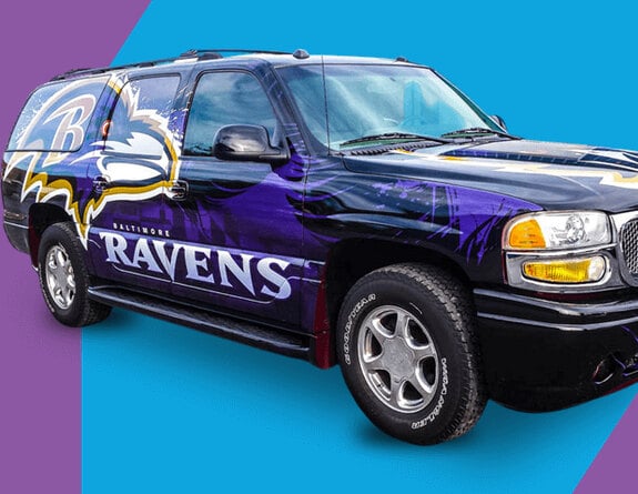 Baltimore Ravens commercial vehicle wrap design