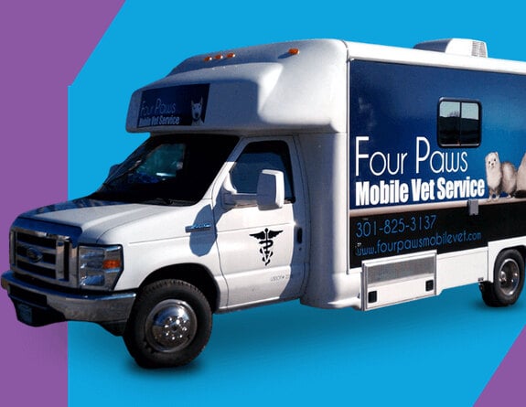 Four Paws Mobile Vet commercial vehicle wrap