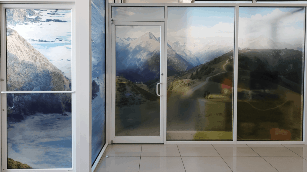 Dusted crystal window graphics installed at Koons of Silver Spring showroom