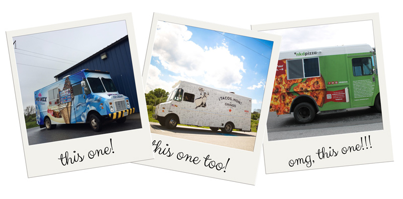 Polaroid pictures used for food truck wrap design inspiration