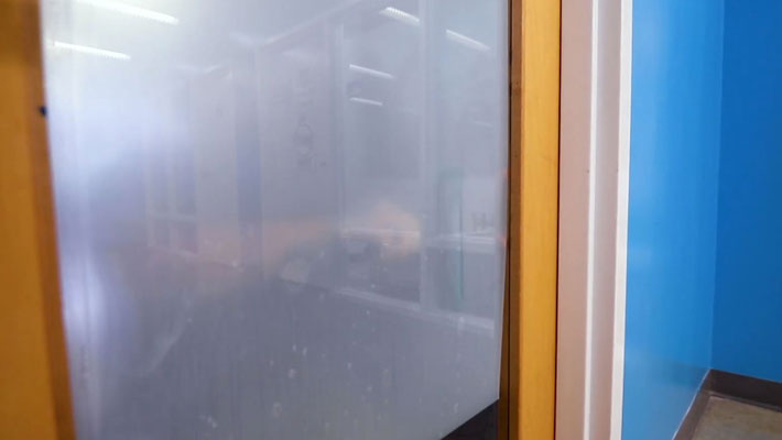 Frosted window film installed in a Washington DC school to enhance privacy