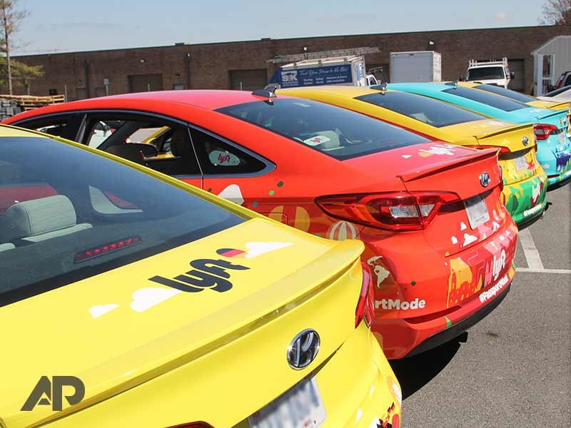 Lyft fleet wrap installed by AP Wraps - back view