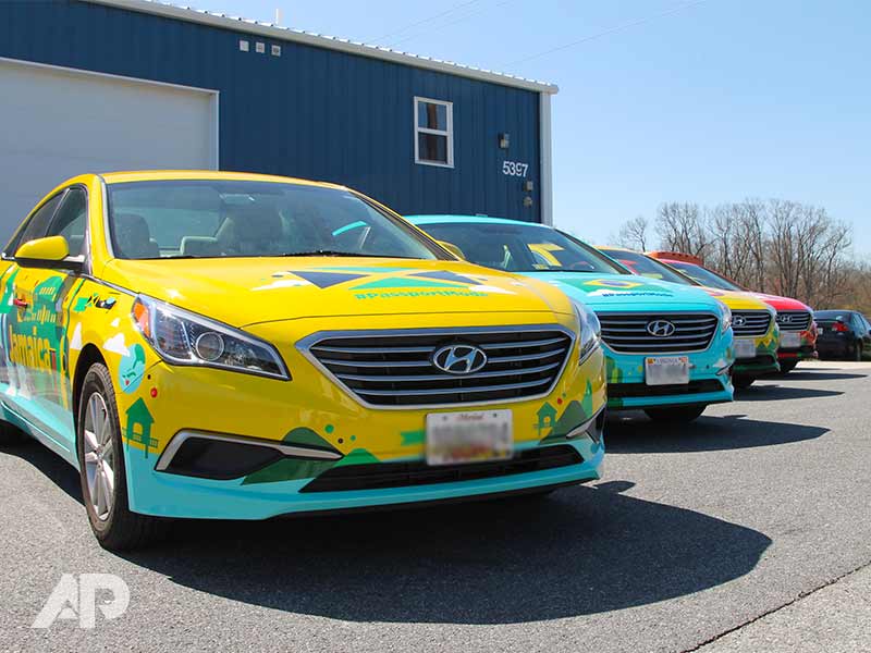 Lyft fleet wrap installed by AP Wraps - front close-up view