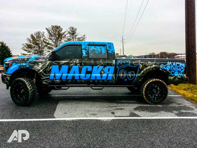 Mackr Ford F350 Blue Truck Wrap Side – 3M Certified Custom Design