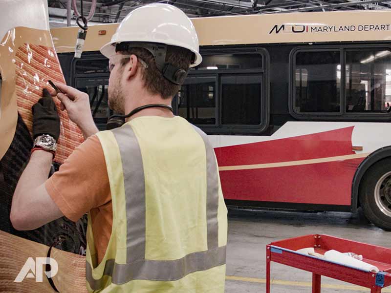 Maryland MTA fleet vehicle wrap installation by AP Wraps