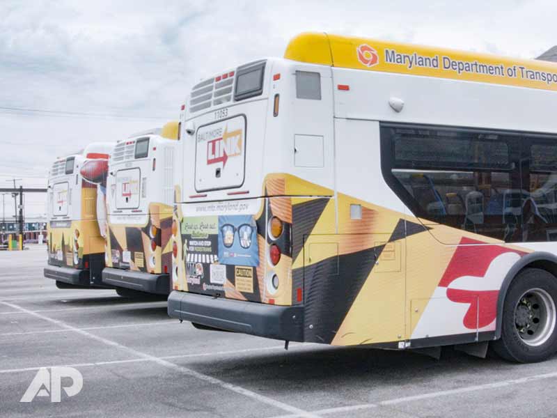 Back view of Maryland MTA fleet vehicle wrap