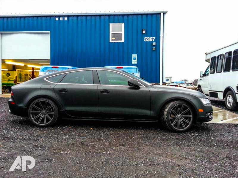 Matte Black Audi A7 Vehicle Wrap Right Side