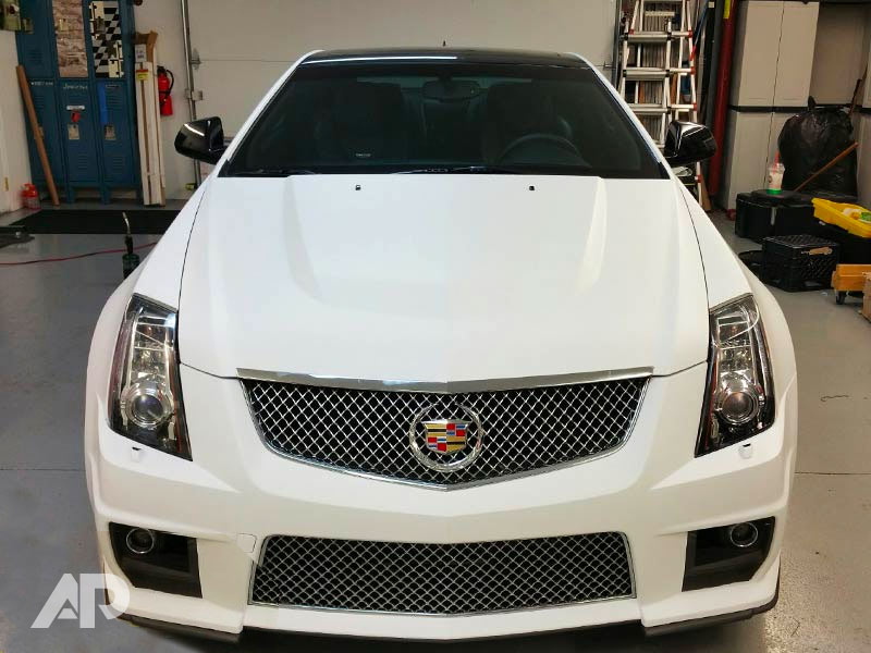 Matte White Cadillac CTS-V Wrap Front View